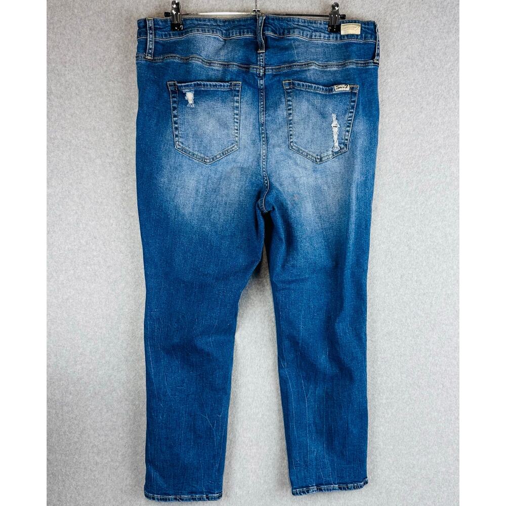 Seven7 Womans Sz 16W Jeans High Rise Straight Crop Denim Stretch Rivets Stud - Picture 6 of 10